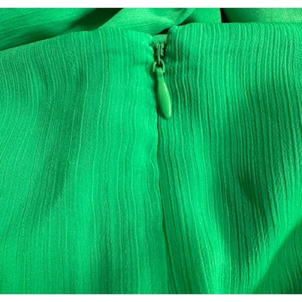 DKNY Dress Chiffon Faux-Wrap VNeck Balloon Slv Bright Apple Green Sz 16 - Picture 11 of 13